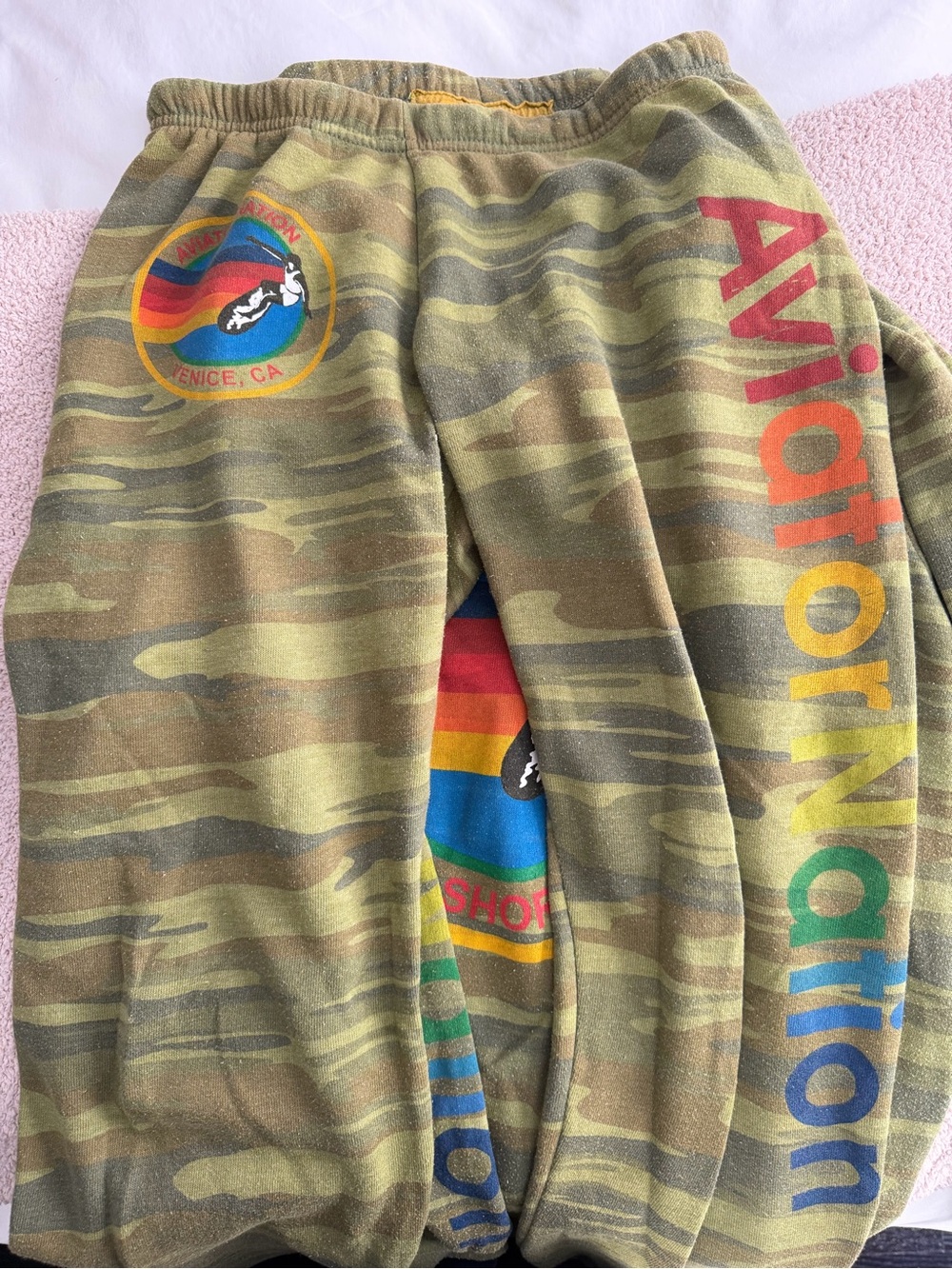SET sweatpants and sweatshirt aviator Nation Olive Camo with Rainbow - Picture 5 of 6